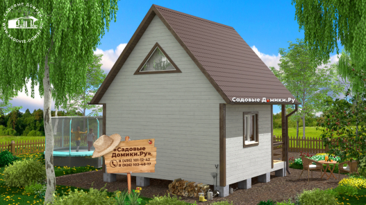 Зимний домик 6х6 - вид сзади