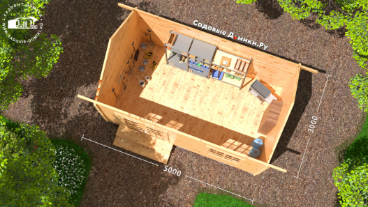 Планировка хозблока по проекту "Бытовка Макси" 5х3