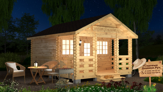 Садовый домик 4х5 м с открытой верандой