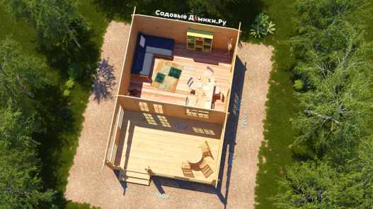 Планировка домика с верандой