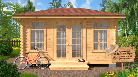 Фото застекленной беседки 4,5 на 3 метра с четырехскатной кровлей