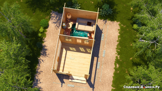 Планировка домика с беседкой