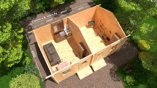 Планировка двухкомнатного дома 6 на 4 метра