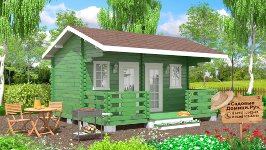 Деревянная бытовка 5х4 с террасой