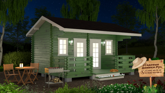 Двухкомнатный хозблок 5х4 м с верандой 5х1,5 м