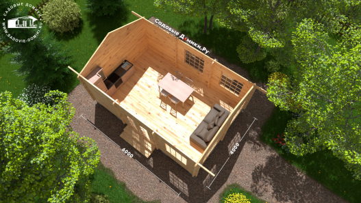 План дачной кухни 6х4 - одно большое просторное помещение