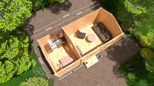 Планировка дачной кухни 6х3 м