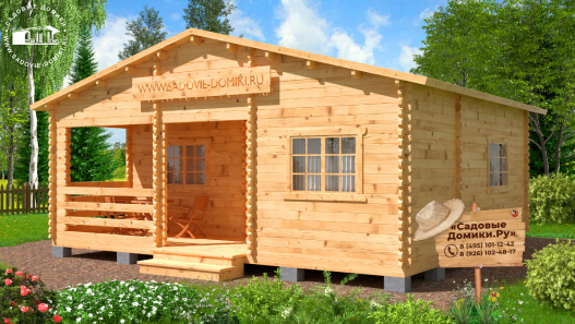 Одноэтажный садовый домик 7 на 6 метров с верандой