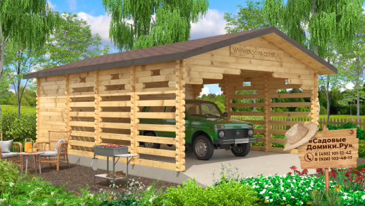 Автомобильный навес из мини-бруса