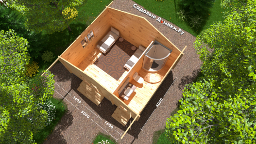 Планировка двухкомнатного домика 5х4 м