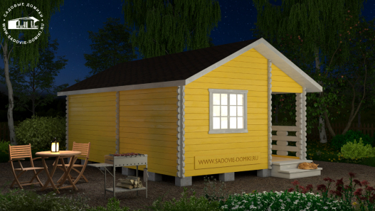 Деревянный дом 4х6 метров с небольшой верандой