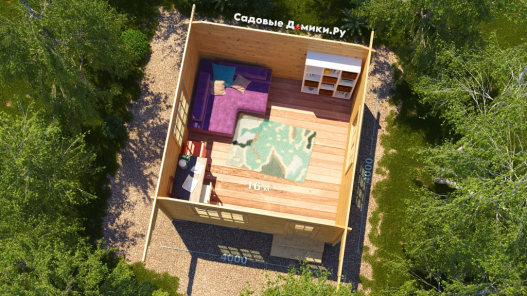 Планировка дома 4х4 метра - вид изнутри