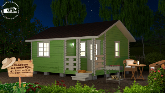 Дачный домик с двумя комнатами и небольшим крылечком