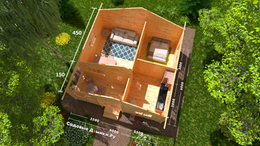 Планировка одноэтажного дома 6х6 м