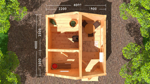 Планировка бани 4х4: предбанник, моечная, парилка